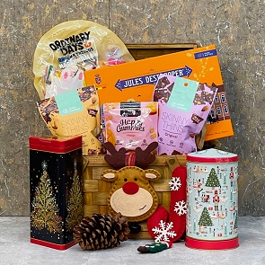 X117 壓花鐵罐三角形 – 壓花金色聖誕樹